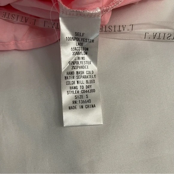 Pink V-neckline lace ruffle crisscross back cutout long sleeve mini dress - Picture 10 of 10